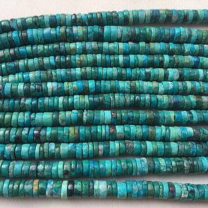 Shop Chrysocolla Rondelle Beads! Bead Chrysocolla heishi rondelle beads 7 to 8mm 8" each. | Natural genuine rondelle Chrysocolla beads for beading and jewelry making.  #jewelry #beads #beadedjewelry #diyjewelry #jewelrymaking #beadstore #beading #affiliate #ad