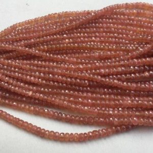 Shop Rhodochrosite Rondelle Beads! Bead RHODOCHROSITE rondelle faceted 4 to 6mm 8" each. 1st grade, designer quality | Natural genuine rondelle Rhodochrosite beads for beading and jewelry making.  #jewelry #beads #beadedjewelry #diyjewelry #jewelrymaking #beadstore #beading #affiliate #ad