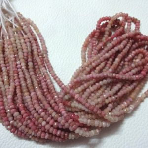 Shop Rhodonite Rondelle Beads! Beautifull AAA 3 mm micro Rhodonite shaded faceted rondelle beads, 13 inches Strand Length,Super Quality gems for Jewellery | Natural genuine rondelle Rhodonite beads for beading and jewelry making.  #jewelry #beads #beadedjewelry #diyjewelry #jewelrymaking #beadstore #beading #affiliate #ad