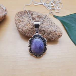 Shop Charoite Necklaces! Big Charoite Necklace Pendant With Silver Box Chain Necklace | Sterling Silver Charoite Necklace | Dainty Purple Stone Necklace Made in USA | Natural genuine Charoite necklaces. Buy crystal jewelry, handmade handcrafted artisan jewelry for women.  Unique handmade gift ideas. #jewelry #beadednecklaces #beadedjewelry #gift #shopping #handmadejewelry #fashion #style #product #necklaces #affiliate #ad
