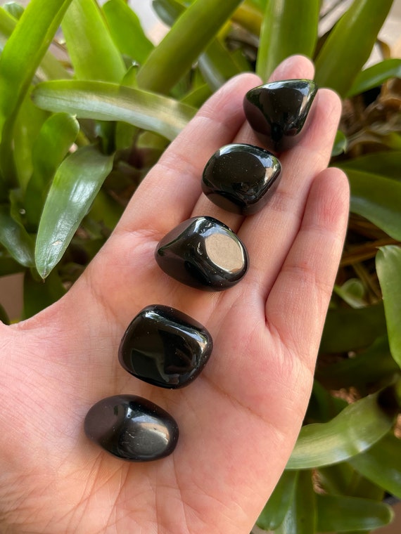 Black Obsidian Tumbled Stones, 0.75-1 Inch Tumbled Black Obsidian Stones, Black Obsidian Crystals, Healing Crystals, Pick How Many