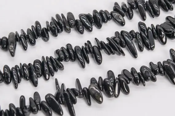 12-24x3-5mm Black Tourmaline Beads Stick Pebble Chip Grade Aa Genuine Natural Gemstone Loose Beads 15.5" / 7.5" Bulk Lot Options (111265)