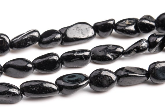 7-9mm Black Tourmaline Beads Pebble Nugget Grade Aa Genuine Natural Gemstone Beads 15"/7.5" Bulk Lot Options (108451)