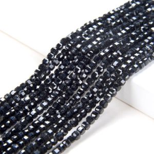 Shop Black Tourmaline Faceted Beads! 2MM Natural Black Tourmaline Gemstone Grade AA Micro Faceted Diamond Cut Cube Loose Beads (P39) | Natural genuine faceted Black Tourmaline beads for beading and jewelry making.  #jewelry #beads #beadedjewelry #diyjewelry #jewelrymaking #beadstore #beading #affiliate #ad