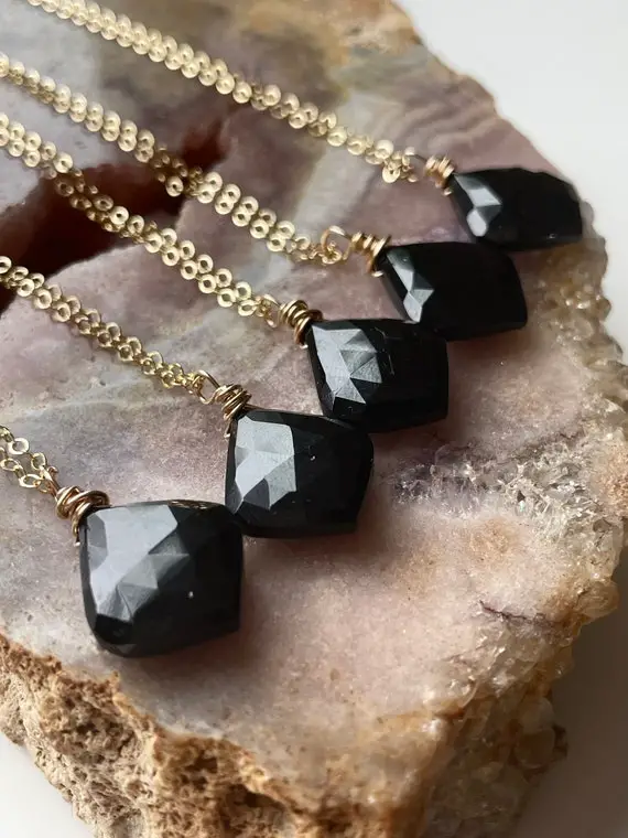 Witchy Necklace, Black Tourmaline Crystal Pendant Necklace, Raw Black Tourmaline Necklace, Crystal Necklace