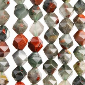 Shop Bloodstone Faceted Beads! Genuine Natural Blood Stone Gemstone Beads 7-8MM Gray and Red Star Cut Faceted AAA Quality Loose Beads (103701) | Natural genuine faceted Bloodstone beads for beading and jewelry making.  #jewelry #beads #beadedjewelry #diyjewelry #jewelrymaking #beadstore #beading #affiliate #ad