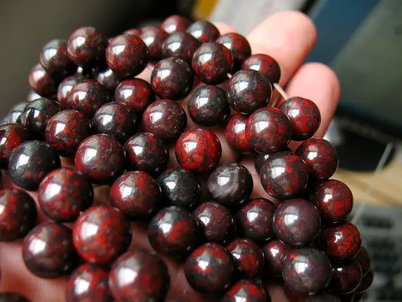Natural Bloodstone Beads Red Blood Jasper Crystal Beads 4mm 6mm 8mm 10mm 12mm Beads Gemstone Beads Bulk Wholesale Bracelet Necklace Beads