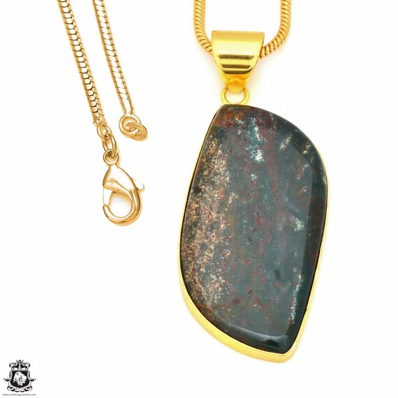 Bloodstone Pendant Necklaces & Free 3mm Italian 925 Sterling Silver Chain Gph568