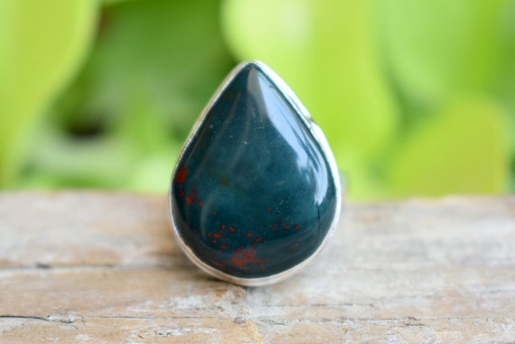Bloodstone Ring, Statement Ring, 925 Sterling Silver, Bloodstone Gemstone Silver Ring, Women Jewellery Gift #b725
