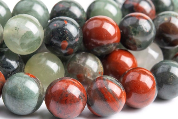 Genuine Natural Blood Stone Gemstone Beads 12mm Gray And Red Round Aaa Quality Loose Beads (102377)