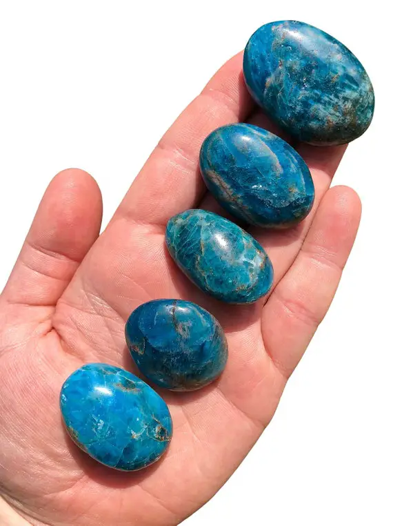 Blue Apatite Stone (0.5" - 1.5") Grade Aa Blue Apatite Crystal - Blue Apatite Tumbled Stone - Motivational Stone - Throat Chakra Stone