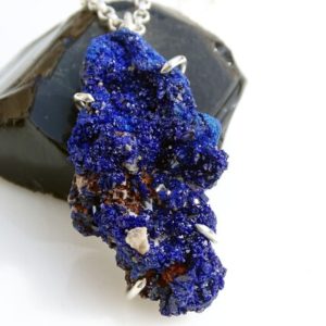 Shop Azurite Necklaces! blue azurite crystal pendant mens, real azurite druzy pendant, raw crystal cluster pendant,  azurite necklace silver, layering necklace | Natural genuine Azurite necklaces. Buy handcrafted artisan men's jewelry, gifts for men.  Unique handmade mens fashion accessories. #jewelry #beadednecklaces #beadedjewelry #shopping #gift #handmadejewelry #necklaces #affiliate #ad