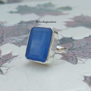 Shop Blue Calcite Jewelry! Blue Calcite Ring, 925 Sterling Silver , Poison Ring, Flashy Ring, Handmade Ring, Band Ring,All Occasion Gift, Birthstone Ring, Jewellery. | Natural genuine Blue Calcite jewelry. Buy crystal jewelry, handmade handcrafted artisan jewelry for women.  Unique handmade gift ideas. #jewelry #beadedjewelry #beadedjewelry #gift #shopping #handmadejewelry #fashion #style #product #jewelry #affiliate #ad