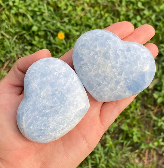 Blue Calcite Heart, Crystal Heart, Puffy Heart, Crystal Healing, Reiki, Mediation, Grid, Blue Calcite, Calcite, Blue Calcite Crystal Heart
