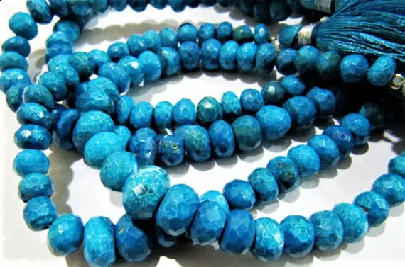 Blue Chrysocolla Rondelle Faceted Beads 6 To 10 Mm Graduated  Crysocolla Natural Gemstone Beads  Strand 8 Inches Long Wholesale Prices