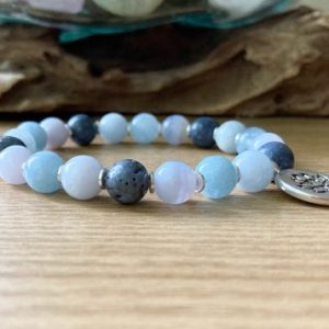 Shop Celestite Jewelry! Blue Coral Celestite Aquamarine Blue Lace Agate Bracelet | Ultimate Spiritual Blue Calming Stones | 8mm Beaded Stretch Mala Bracelet | Natural genuine Celestite jewelry. Buy crystal jewelry, handmade handcrafted artisan jewelry for women.  Unique handmade gift ideas. #jewelry #beadedjewelry #beadedjewelry #gift #shopping #handmadejewelry #fashion #style #product #jewelry #affiliate #ad