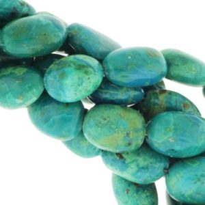 Shop Chrysocolla Chip & Nugget Beads! Blue Green Chrysocolla 10x8mm – 14x12mm Smooth Nuggets 16" Bead Strand | Natural genuine chip Chrysocolla beads for beading and jewelry making.  #jewelry #beads #beadedjewelry #diyjewelry #jewelrymaking #beadstore #beading #affiliate #ad