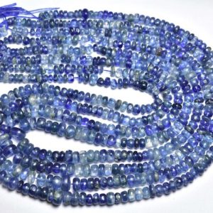 Shop Kyanite Rondelle Beads! Blue Kyanite Rondelle Beads – 16 inches –  Most Beautiful Natural Smooth Kyanite Rondelles – Size is 4 – 5.5 mm #506 | Natural genuine rondelle Kyanite beads for beading and jewelry making.  #jewelry #beads #beadedjewelry #diyjewelry #jewelrymaking #beadstore #beading #affiliate #ad