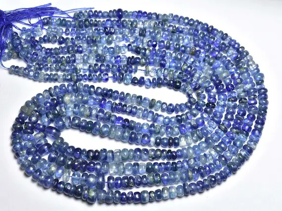 Blue Kyanite Rondelle Beads - 16 Inches -  Most Beautiful Natural Smooth Kyanite Rondelles - Size Is 4 - 5.5 Mm #506