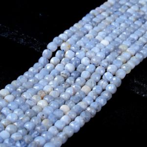 Shop Blue Lace Agate Faceted Beads! 4-5MM Natural Blue Lace Agate Gemstone Grade AA Micro Faceted Cube Loose Beads (P44) | Natural genuine faceted Blue Lace Agate beads for beading and jewelry making.  #jewelry #beads #beadedjewelry #diyjewelry #jewelrymaking #beadstore #beading #affiliate #ad