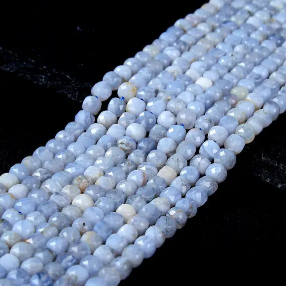 4-5mm Natural Blue Lace Agate Gemstone Grade Aa Micro Faceted Cube Loose Beads (p44)