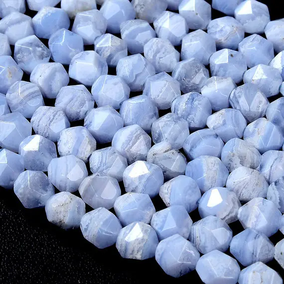 Natural Chalcedony Blue Lace Agate Gemstone Grade A Star Cut Faceted 5mm 7mm Loose Beads Bulk Lot 1,2,6,12 And 50 (d140)