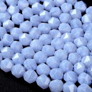 Shop Blue Lace Agate Faceted Beads! Natural Chalcedony Blue Lace Agate Gemstone Grade AAA Star Cut Faceted 5MM 6MM 7MM Loose Beads BULK LOT 1,2,6,12 and 50 (D140) | Natural genuine faceted Blue Lace Agate beads for beading and jewelry making.  #jewelry #beads #beadedjewelry #diyjewelry #jewelrymaking #beadstore #beading #affiliate #ad