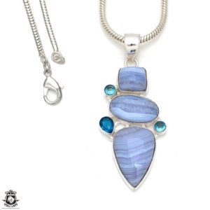 Blue Lace Agate Energy Healing Necklace • Crystal Healing Necklace • Minimalist Necklace P8379 | Natural genuine Gemstone pendants. Buy crystal jewelry, handmade handcrafted artisan jewelry for women.  Unique handmade gift ideas. #jewelry #beadedpendants #beadedjewelry #gift #shopping #handmadejewelry #fashion #style #product #pendants #affiliate #ad