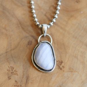 Rose Cut Blue Lace Agate Pendant – Silversmith – .925 Sterling Silver – Blue Lace Agate Necklace | Natural genuine Blue Lace Agate pendants. Buy crystal jewelry, handmade handcrafted artisan jewelry for women.  Unique handmade gift ideas. #jewelry #beadedpendants #beadedjewelry #gift #shopping #handmadejewelry #fashion #style #product #pendants #affiliate #ad