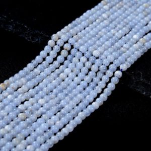 Shop Blue Lace Agate Beads! 3MM Natural Blue Lace Agate Gemstone Round Beads 15 inch Full Strand (80009582-P47) | Natural genuine beads Blue Lace Agate beads for beading and jewelry making.  #jewelry #beads #beadedjewelry #diyjewelry #jewelrymaking #beadstore #beading #affiliate #ad
