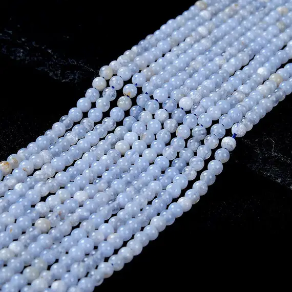 3mm Natural Blue Lace Agate Gemstone Round Beads 15 Inch Full Strand (80009582-p47)