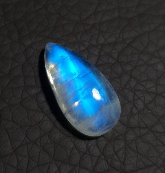 Blue Moonstone Cabochon 27×13mm. Teardrop Shape. Natural Rainbow Moonstone Loose Cabochon (nw)