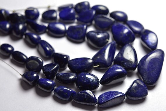 Blue Sapphire Nuggets Bead Strand - 7 Inches - Natural Finest Smooth Sapphire Nuggets - Size Is 9-15 Mm #1885