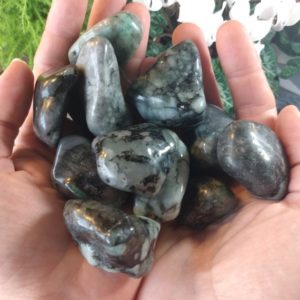 Shop Tumbled Emerald Crystals & Pocket Stones! Brazilian Emerald Tumble Stones in Biotite, Green Beryl | Natural genuine stones & crystals in various shapes & sizes. Buy raw cut, tumbled, or polished gemstones for making jewelry or crystal healing energy vibration raising reiki stones. #crystals #gemstones #crystalhealing #crystalsandgemstones #energyhealing #affiliate #ad