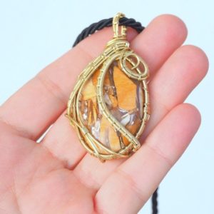 Shop Mookaite Jasper Necklaces! Brecciated Mookaite Jasper Necklace~Wire Wrapped Mookaite Pendant~Golden Colors Jewelr~Gift for Her~Anniversary Gift | Natural genuine Mookaite Jasper necklaces. Buy crystal jewelry, handmade handcrafted artisan jewelry for women.  Unique handmade gift ideas. #jewelry #beadednecklaces #beadedjewelry #gift #shopping #handmadejewelry #fashion #style #product #necklaces #affiliate #ad