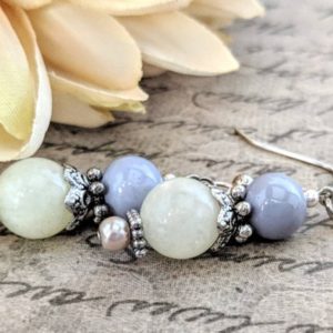 Sterling Silver Calcite Earrings, Boho Wedding Jewelry Bridesmaids Gift for Her, Crown Chakra Earrings, Metaphysical Jewelry Gifts for Wife | Natural genuine Gemstone earrings. Buy handcrafted artisan wedding jewelry.  Unique handmade bridal jewelry gift ideas. #jewelry #beadedearrings #gift #crystaljewelry #shopping #handmadejewelry #wedding #bridal #earrings #affiliate #ad
