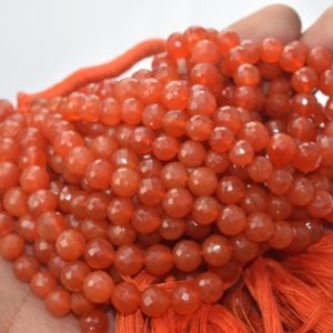 Shop Carnelian Faceted Beads! 13 Inches Strand, Natural Carnelian Faceted Round Balls Beads,Size 4.5-5mm | Natural genuine faceted Carnelian beads for beading and jewelry making.  #jewelry #beads #beadedjewelry #diyjewelry #jewelrymaking #beadstore #beading #affiliate #ad