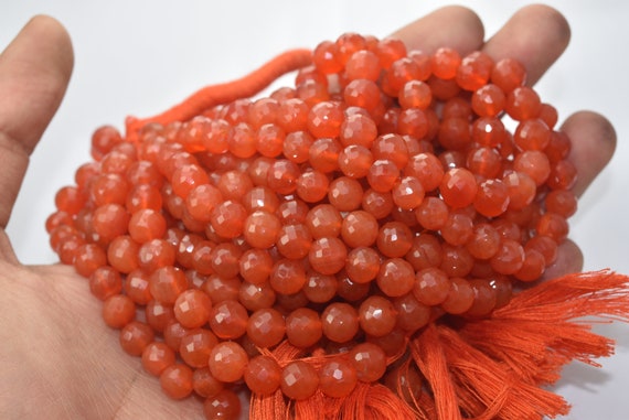 13 Inches Strand, Natural Carnelian Faceted Round Balls Beads,size 4.5-5mm