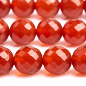 Shop Carnelian Faceted Beads! Genuine Natural Carnelian Gemstone Beads 7-8MM Red Micro Faceted Round AAA Quality Loose Beads (103438) | Natural genuine faceted Carnelian beads for beading and jewelry making.  #jewelry #beads #beadedjewelry #diyjewelry #jewelrymaking #beadstore #beading #affiliate #ad