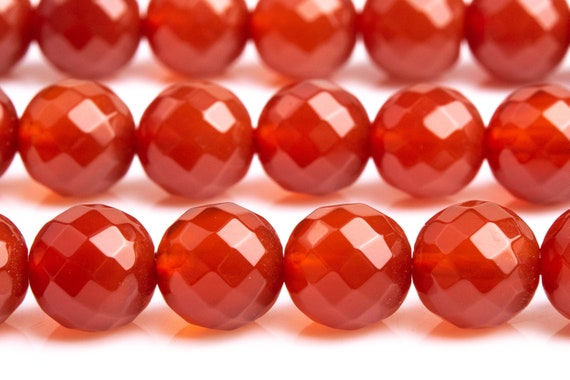 Genuine Natural Carnelian Gemstone Beads 7-8mm Red Micro Faceted Round Aaa Quality Loose Beads (103438)