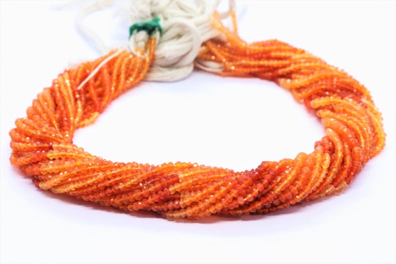 Aaa+ Shaded Carnelian Faceted Rondelle Beads, Carnelian Shaded Beads Strand Orange Carnelian Faceted Beads Natural Carnelian Wholesale Beads