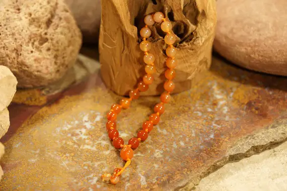 Carnelian Pocket Mala • Carnelian Hand Mala • 27+1 Bead Mala • 8mm • Worry Beads •  Mini Mala • Carnelian Worry Beads • Quarter Mala • 3659