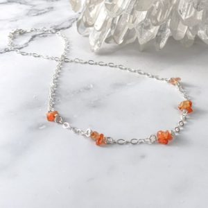 Raw Carnelian Necklace Sacral Chakra jewelry, Carnelian Satellite design Statement necklace, Orange crystal Courage choker gift for Summer | Natural genuine Gemstone necklaces. Buy crystal jewelry, handmade handcrafted artisan jewelry for women.  Unique handmade gift ideas. #jewelry #beadednecklaces #beadedjewelry #gift #shopping #handmadejewelry #fashion #style #product #necklaces #affiliate #ad