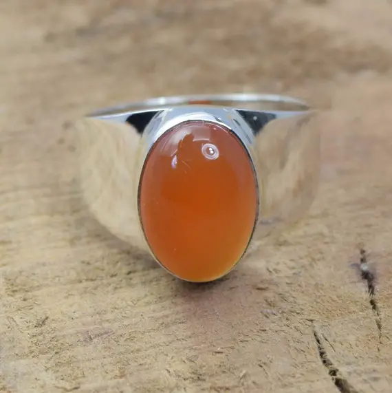 Red Carnelian 925 Sterling Silver Gemstone Oval Big Jewelry Ring ~ August Month Birthstone ~ Carnelian Broad Ring ~ Gift For Valentine Day