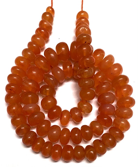Carnelian Smooth Rondelle Beads 8-11 Mm Natural Carnelian Gemstone Beads 18”carnelian Smooth Beads Beautiful Orange Carnelian Rondelle Bead