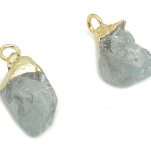 Celestite Irregular Earring Charms – Brass Irregular Pendant – Iron Loop – Natural Stone – Gold Tone Plated Brass – 16.5×10.8×7.5mm – NS1586 | Natural genuine Celestite earrings. Buy crystal jewelry, handmade handcrafted artisan jewelry for women.  Unique handmade gift ideas. #jewelry #beadedearrings #beadedjewelry #gift #shopping #handmadejewelry #fashion #style #product #earrings #affiliate #ad