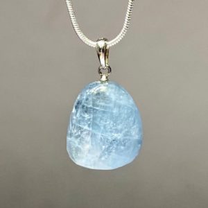 Celestite Crystal Necklace, Celestite Gemstone Pendant with 18 inch Chain | Natural genuine Gemstone jewelry. Buy crystal jewelry, handmade handcrafted artisan jewelry for women.  Unique handmade gift ideas. #jewelry #beadedjewelry #beadedjewelry #gift #shopping #handmadejewelry #fashion #style #product #jewelry #affiliate #ad