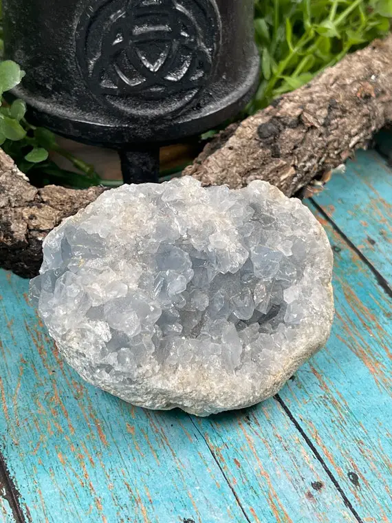 Celestite Cluster - Celestite Geode - Reiki Charged - Powerful Energy - Angelic Communication - Throat Chakra - Find Inner Peace #14