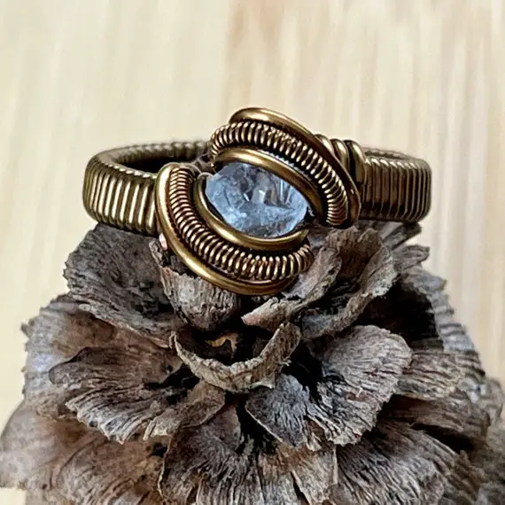 Celestite Ring // Size 5 // Handmade Wire Wrapped Celestine Gemstone Ring