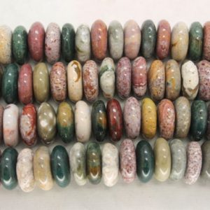 Shop Ocean Jasper Rondelle Beads! Center Drilled Natural Ocean Jasper Rondelle/Coin/Disc Beads – 16 Inch Strand | Natural genuine rondelle Ocean Jasper beads for beading and jewelry making.  #jewelry #beads #beadedjewelry #diyjewelry #jewelrymaking #beadstore #beading #affiliate #ad